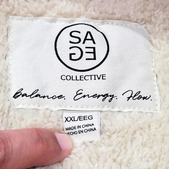 XXL Plaid Fleece Button Down Jacket w/Sherpa Lining & Chest & Front Side Pockets - Picture 9 of 9